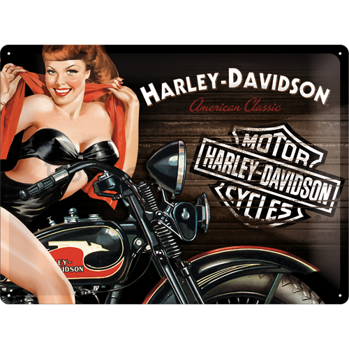 Plechová cedule - Harley-Davidson (Motorkářka)